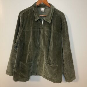 Fashion Bug Olive Green Full Zip Corduroy Jacket Women's Size 22/24W